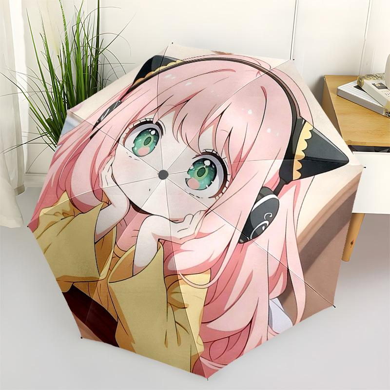 1 шт. Наушники с ушками кошки в стиле Neko Girl с желтой курткой, автоматический складной зонт - Идеально для любителей аниме, путешественников, для повседневного использования и в качестве подарка