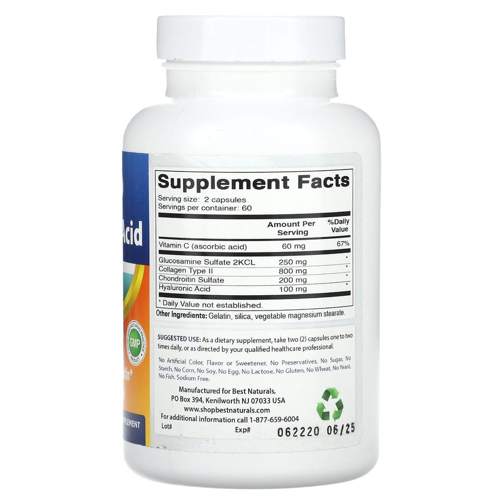 Hyaluronic Acid with Glucosamine and Chondroitin, 120 Capsules