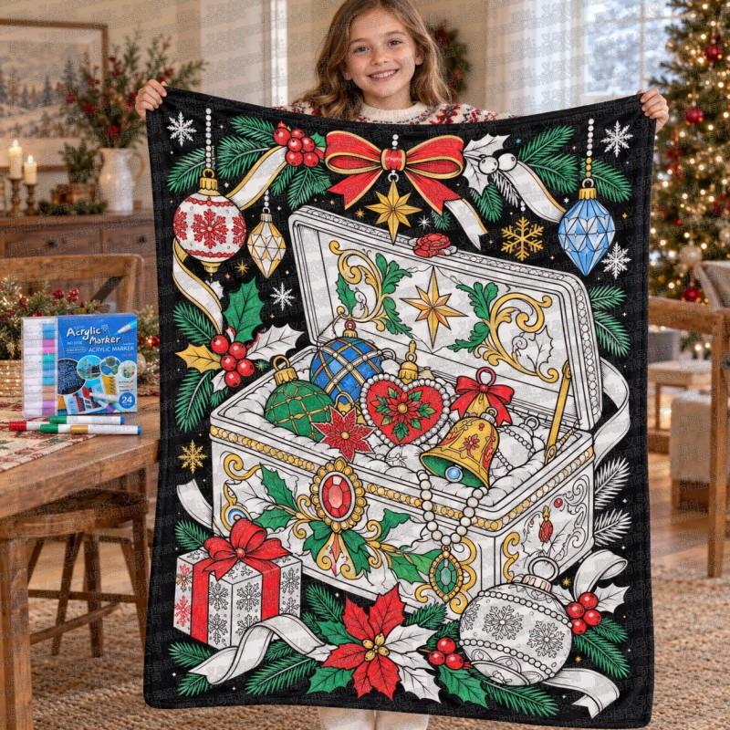 Santa Claus Coloring Flannel Blanket 2026 All Season Office Nap Soft