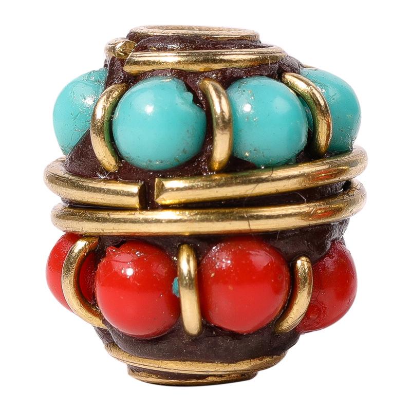 Nepal Six-Syllable Mantra Brass-Inlaid Spacer Beads for DIY Buddhist Rosary