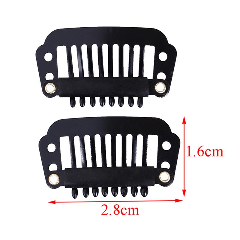 10/100 Зажимы для парика Зажимы для париков с резиновой накладкой на заднюю часть волос, черные 8 зубов
