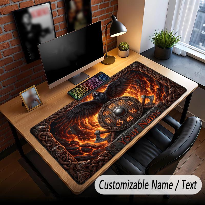 Bat Raven Theme Custom Mouse Pad Personalized With Name Text Customized Desk Mat For Office Home Decor