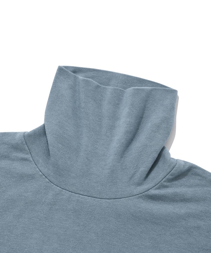 FALLETT Wool Tencel Turtleneck Long Sleeve Blue