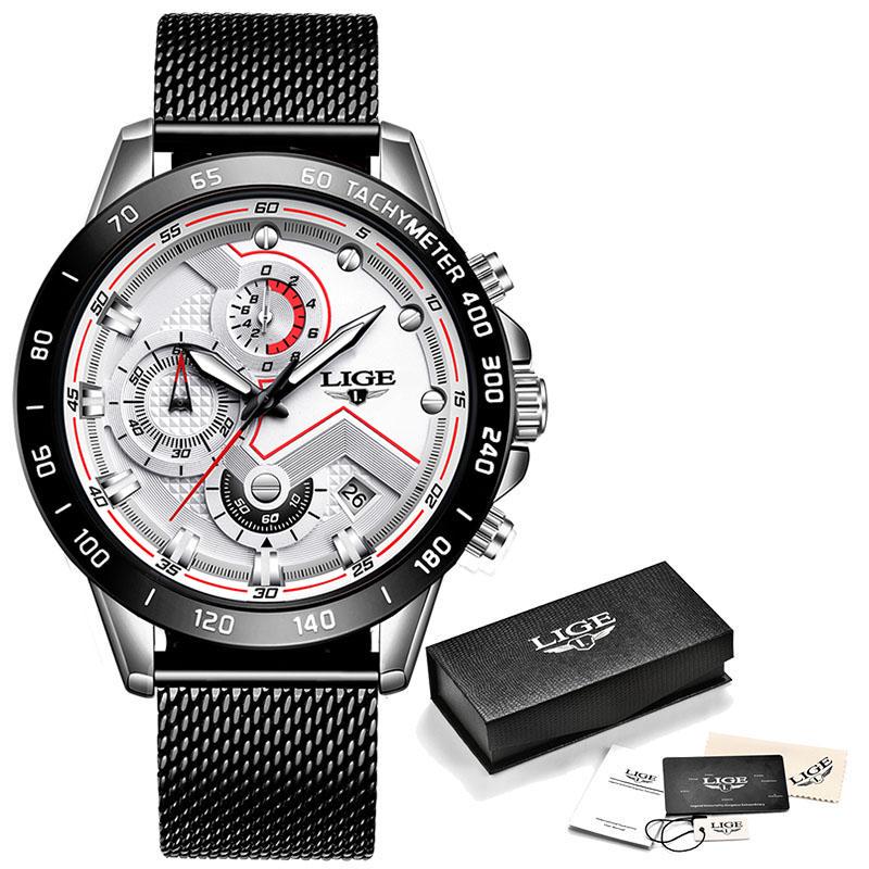 LIGE 2020 New Mens Watches Wrist Watch Quartz Clock Blue Watch Men Waterproof Sports Chronograph
