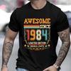 Винтажные Хлопковые Футболки на День Рождения 1984 года для Мужчин Женщин с Коротким Рукавом Одежда Ретро Футболки Рожденные в 1984 году Одежда для Мужчин Топы Футболка