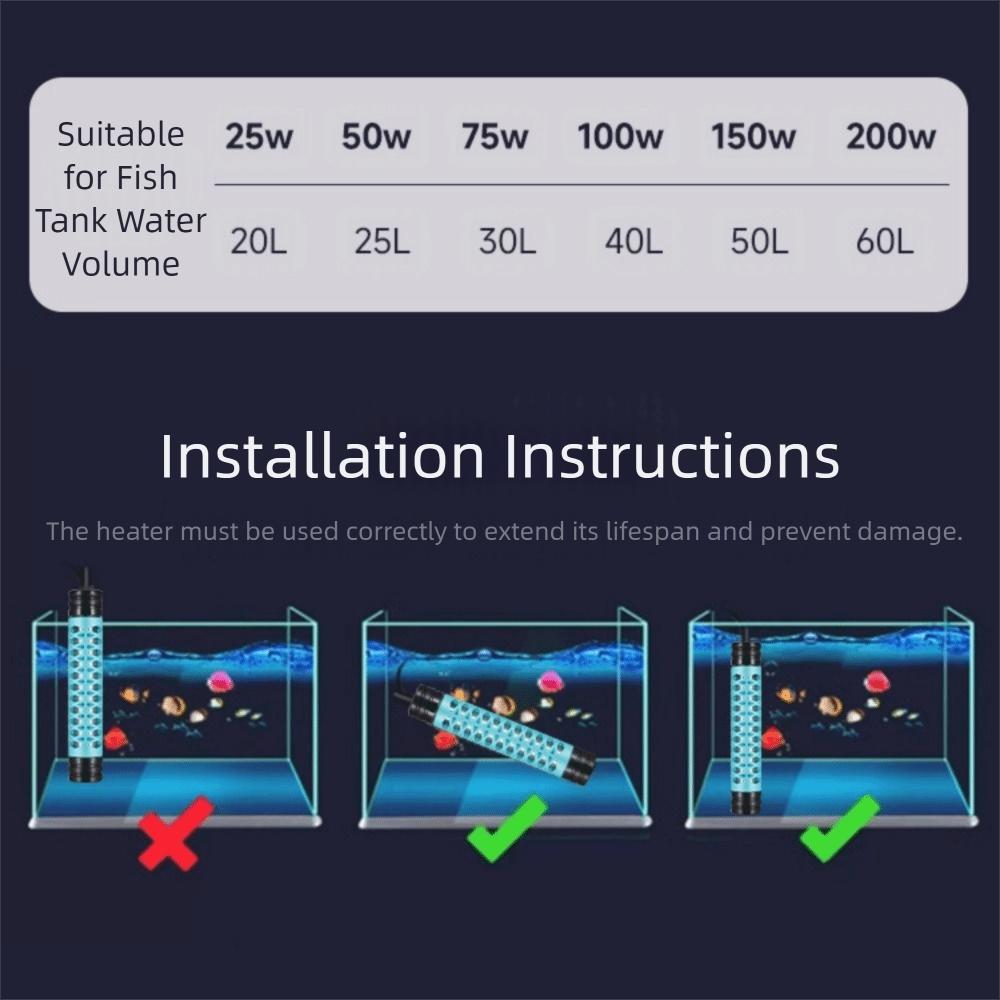 15-34°C Нагреватель для аквариума ЖК-дисплей Регулируемый Погружной нагреватель для аквариума Контроль температуры Автоматический