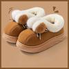 Indoor Home Slippers with Fleece Warmth, Thick-soled Heels and Cotton Shoes
