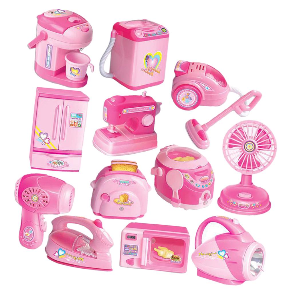 12 Pieces Mini Flash Kitchen Home Appliances Set Toys for Kids Pretend Play