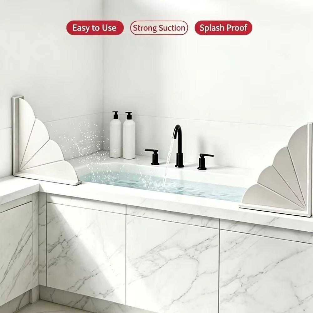 Suction Cups Bathtub Splash Guard Silicone Splash Stopper Guard Corner Water Barrier  Shower