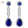 Великолепные висячие серьги синего цвета с цирконием, женские серьги на годовщину свадьбы, элегантные женские серьги, модные ювелирные изделия, подарки