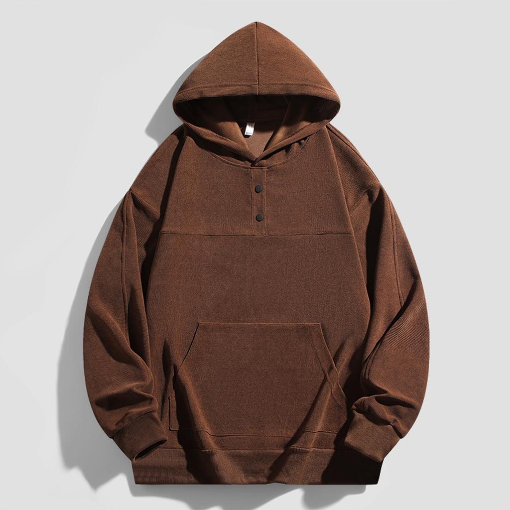 Men's Fashion Solid-color Hooded Sweatshirt, Casual Loose Large-sized Hooded Sweatshirt