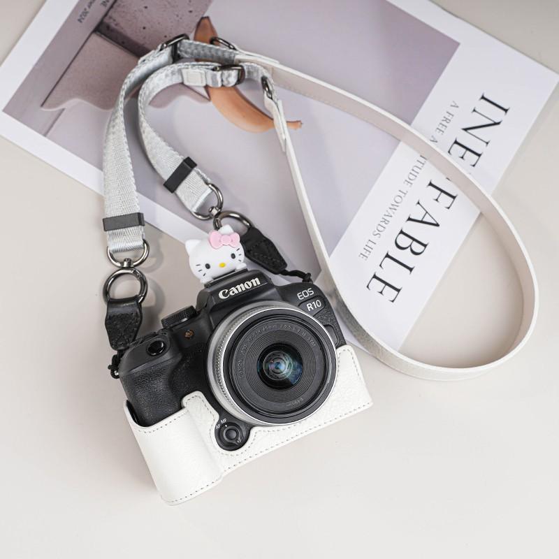 Canon EOS R10 R50 R100 Camera Protective Case With Adjustable Strap Cartoon Hot Shoe Cap - Lightweight Leather-Style Cover