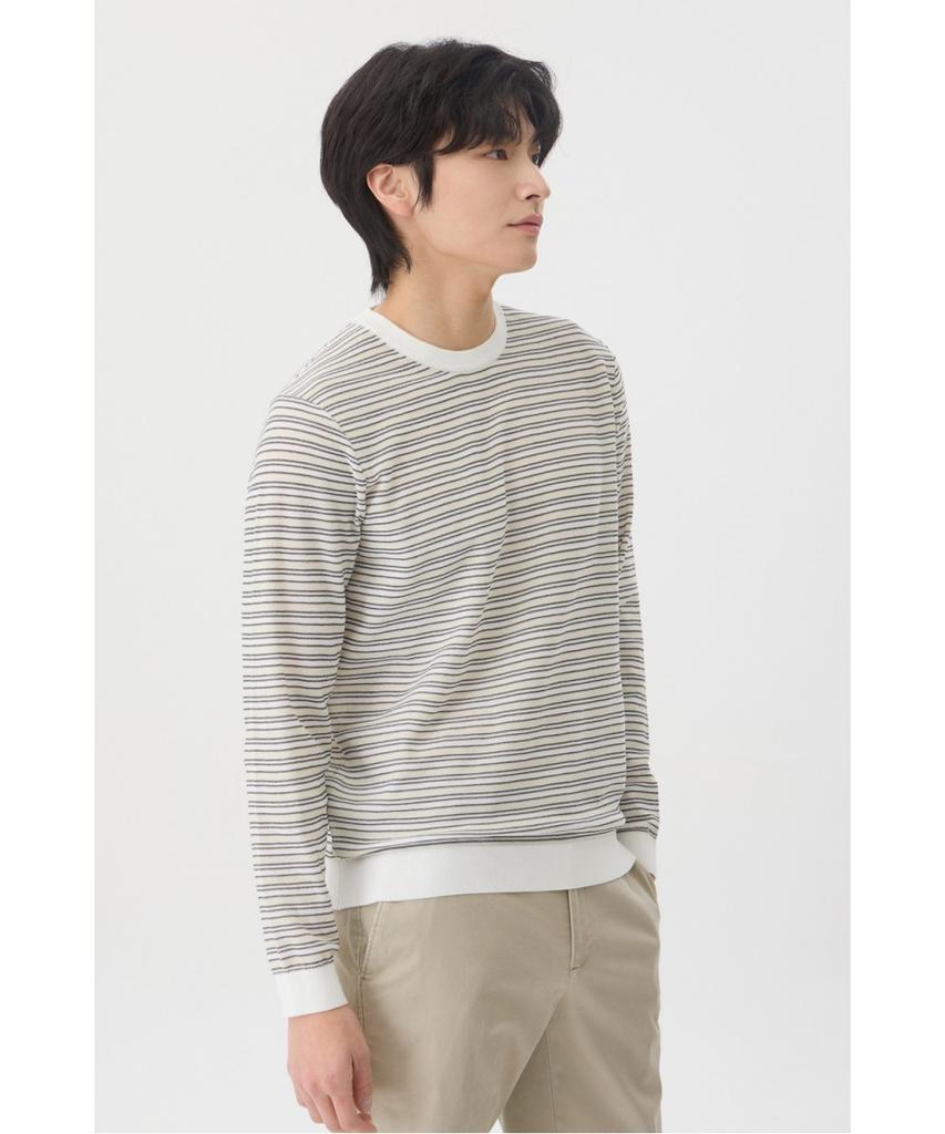 BRENTWOOD [Washable] Modern Striped Round Neck Sweater Brwas26251Whx
