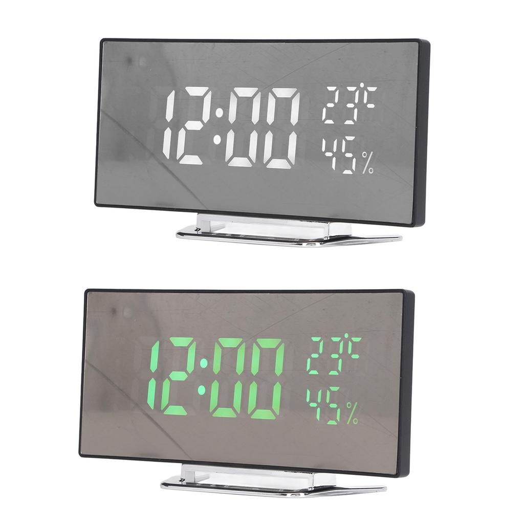 LED Digital Clock 3 Level Brightness Snooze USB Battery Powered Electronic Mirror Alarm Clock with T