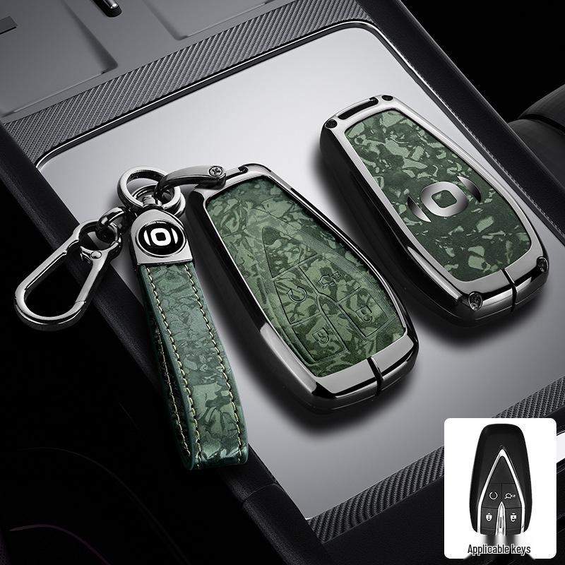 Changan Qiyuan A05/A06/A07 Key Cover - Q05 125MAX Remote Metal Shell with Leather Snap Button