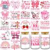 Bible Verse UV DTF Stickers - 20 Sheets Christian Inspirational Quotes Uvdtf Cup Wraps for 16 Oz Glass Water Bottle, Pink Bows Strawberry Flowers Tran