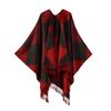 Ladies' Fashionable Single-color Fringed Slit Shawl, Double-sided Three-dimensional Wavy Warm Imitation Cashmere Scarf, Cloak Cardigan