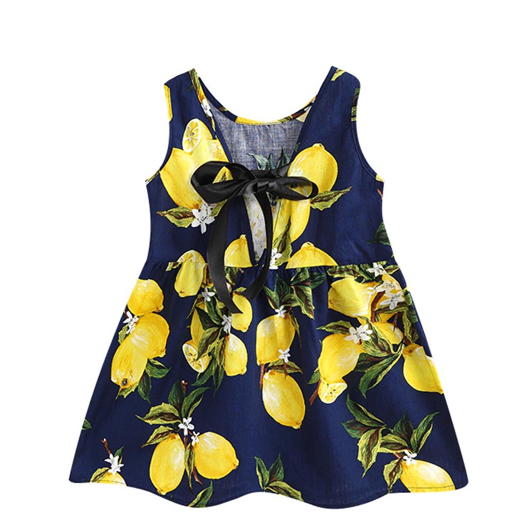 Милое платье для девочки с принтом лимонов или подсолнухов