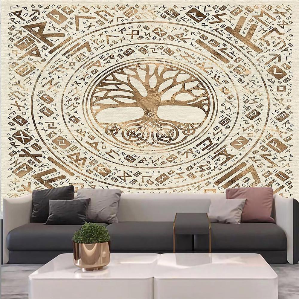 Настенный фоновый тканевый гобелен с вороной, медитация, психоделический рунный художественный настенный психоделический абстрактный гобелен