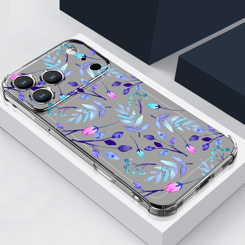 Силиконовый чехол для телефона с цветочным узором для iPhone 17 Pro Max 16 15 14 Pro Max 13 12 Pro 11, ударопрочный, мягкий TPU, прозрачный