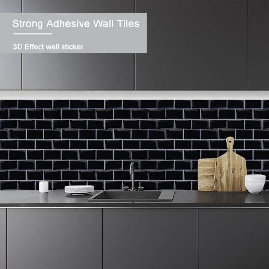 Tile Sticker Easy-to-install 3D Tile Wall Sticker Splashback Waterproof Durable Wall Decals for Home Kitchen