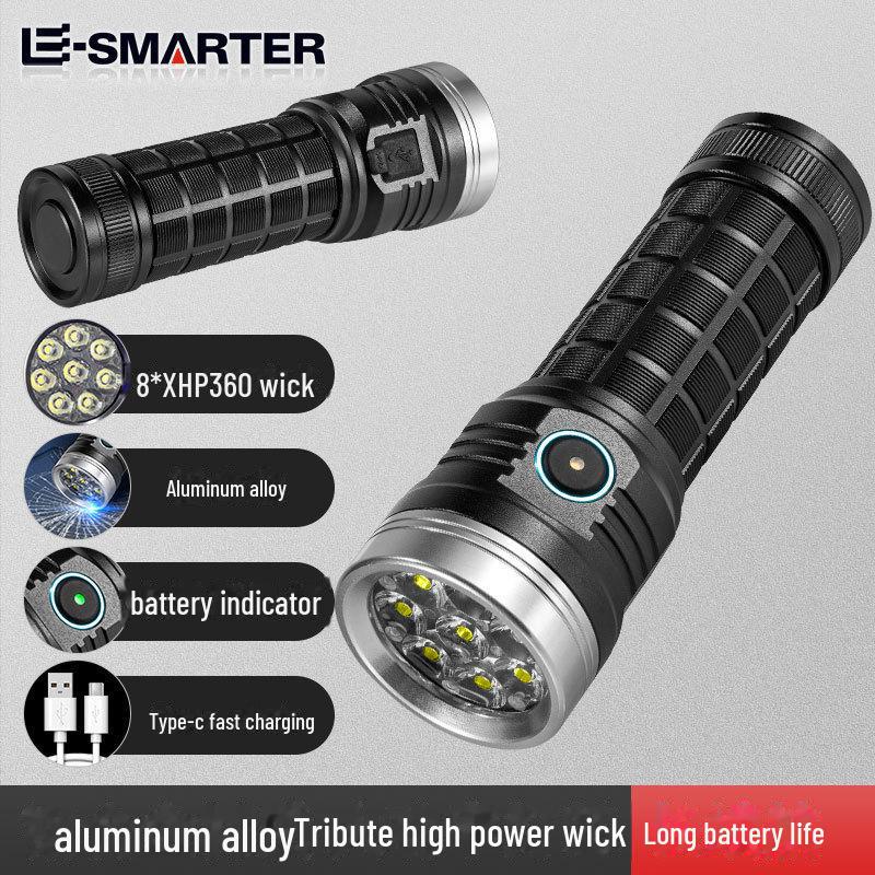 Rechargeable Long-Range LED Flashlight with Side Light and Zoom