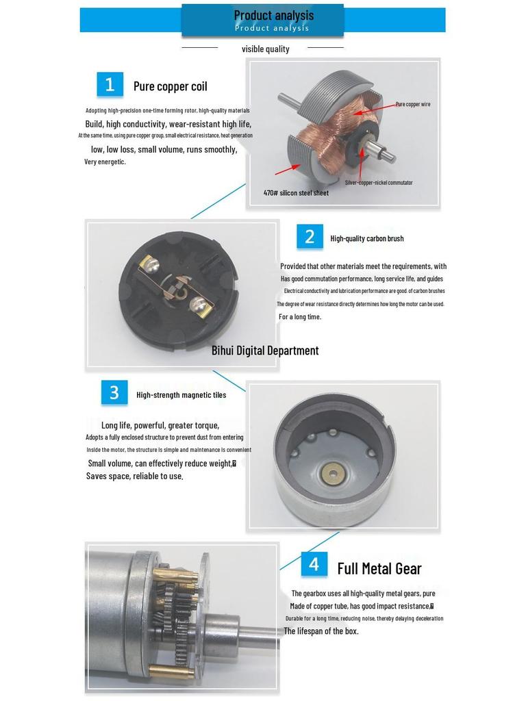Двигатель-редуктор постоянного тока JGB37-520 с энкодером Холла для 4WD балансирующего смарт-автомобиля, 6В-12В