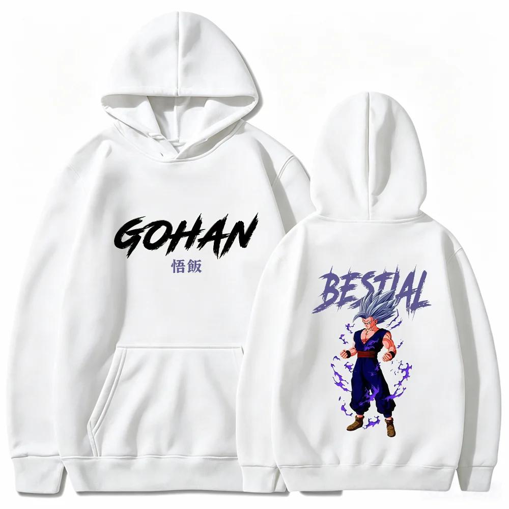 Gohan Hoodie Beast Dragon Anime Purple Lightning Aura Streetwear Aesthetic White Oversized Casual Sport Sweatshirts