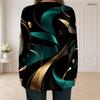 Women Plus Size Dark Purple Halloween Printed Square Neck Long Sleeve Faux Two Piece T Shirt