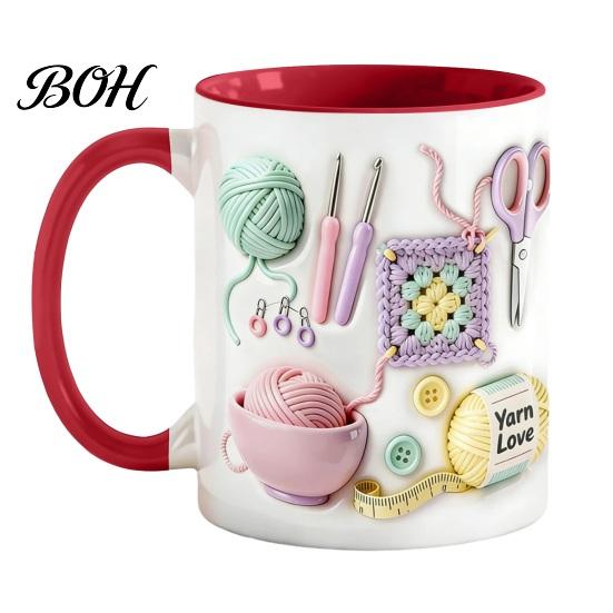 Ceramic Mug Mug, with 3D Knitting Pattern Design, Large Capacity Microwave Safe Practical Coffee Durable Tea Cup, for Craft Lovers Kitchen Bar