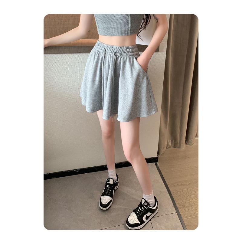 Sports Shorts Women's High Waist A Line Thin Wide Leg Skirt Small Casual Pleated Skirt Pants