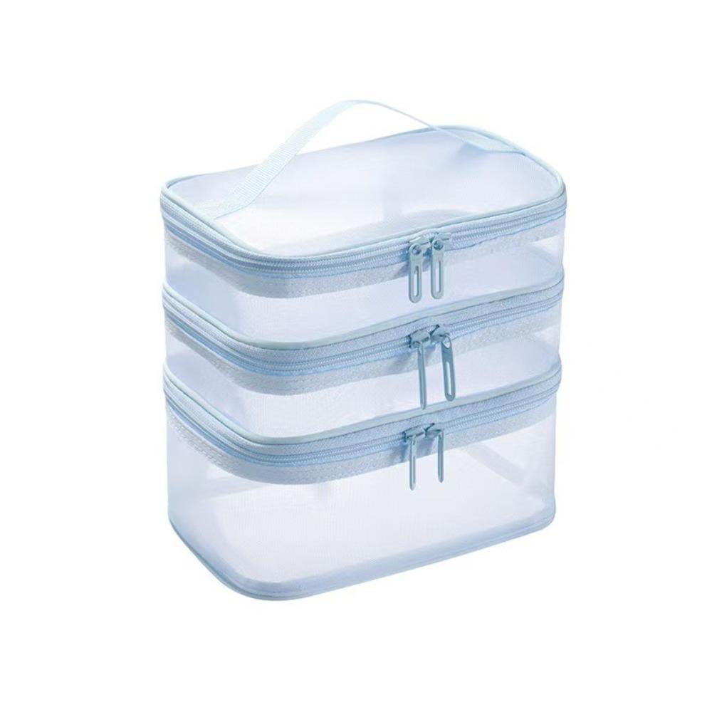 Multifunctional Transparent Mesh Travel Cosmetic Bag Storage 2/3 layer Toiletry Bag Large Capacity Makeup Case Cosmetic Storage