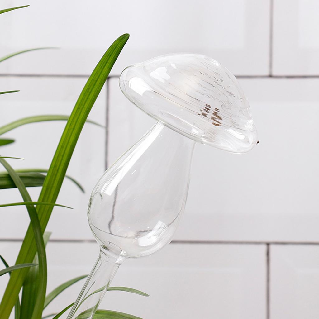 Mushroom Self Watering Spikes Glass Plant Waterer Clear Self Watering Devices Globes for Water Plants While Away