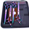 Professional Dog Grooming Scissors Set 7 Inch Stainless Steel Curved Straight Tooth Fishbone Kit Pet Hair Trimming