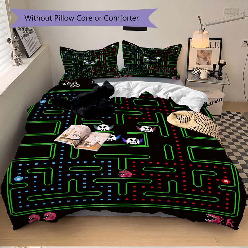 Pacman Classic Gameplay Print 3Pcs Bedding Setduvet Cover With 2 Bedropillowcase Home Birthday Gift