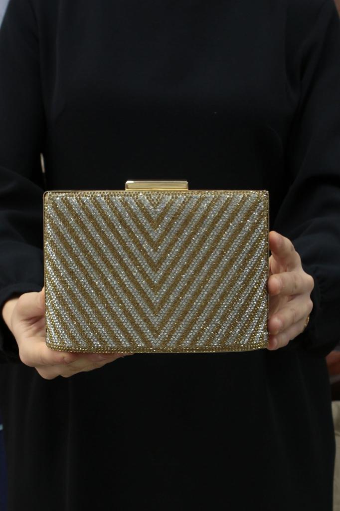 Women's Stylish and Useful Evening Dress Bag Women's Platinum Triangle Stone Evening Dress Evening Bag