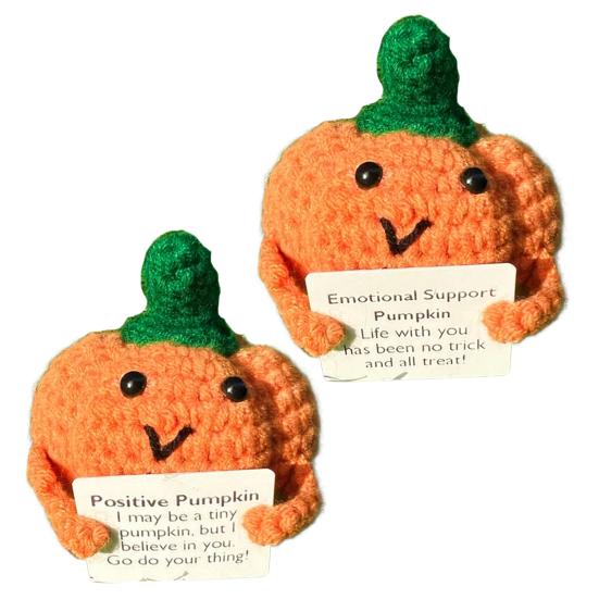 Позитивная вязанная крючком тыква на Хэллоуин, ручная работа, кукла-тыква для эмоциональной поддержки с поощрением