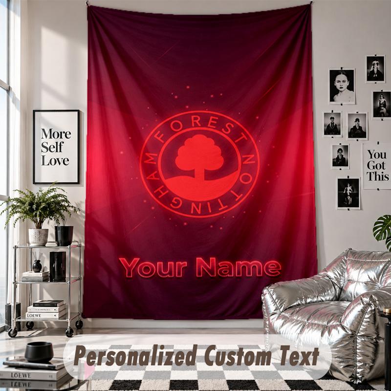 Wall Hanging Tapestry With Custom Name & Text, Nottingham Forest FC Decorative Tapestry For Bedroom