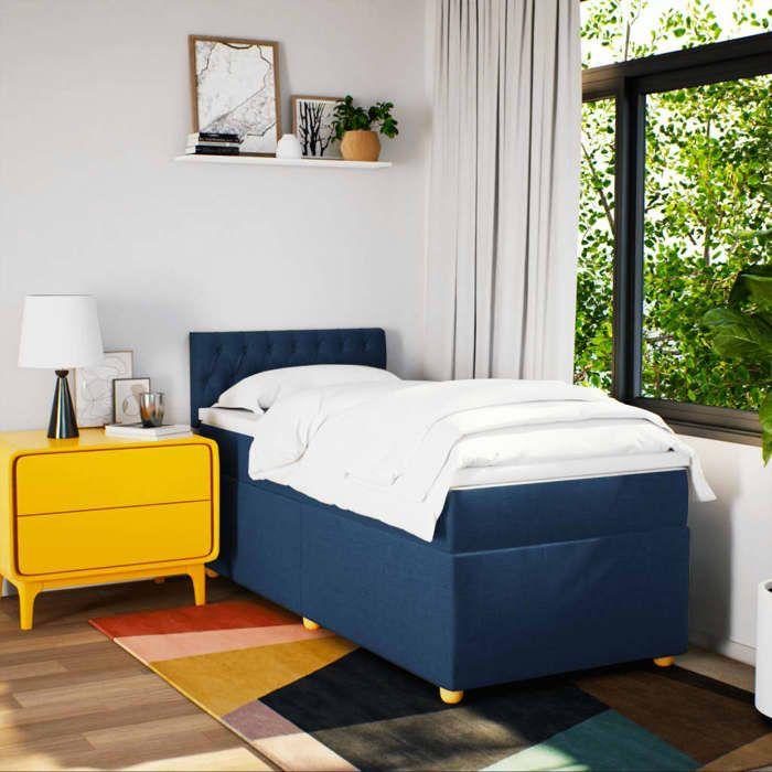 Maison Exclusive - Sommier à lattes de lit avec matelas Bleu 80x200 cm Tissu
