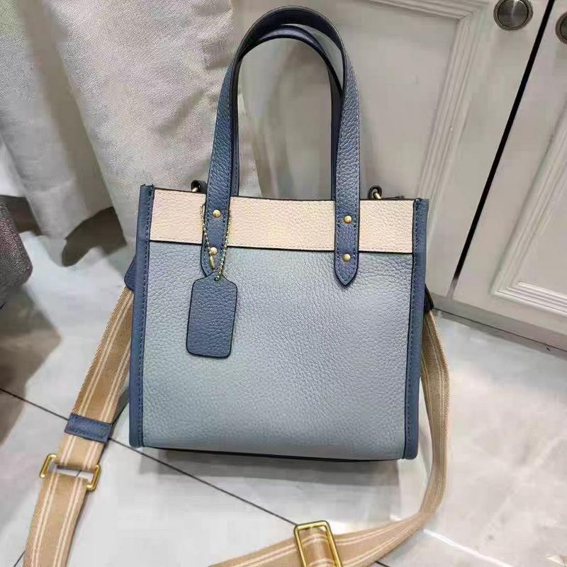 2025 New Style Genuine Leather Women's Bag Coffee Color Handheld Tote Large Capacity Casual Bag Handbag Single Shoulder Crossbody Bag Cross-Border Hot