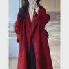 G Women's Spring 2024 Loose Red Wool Coat, Medium and Long