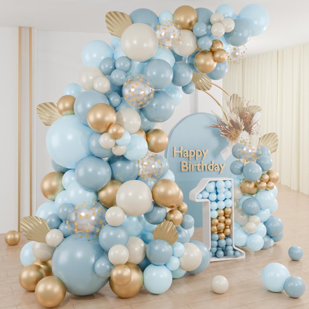 104 шт., гирлянда из сине-золотых воздушных шаров, комплект из латексных шаров, украшение для свадьбы, дня рождения, декор для детей, вечеринки в честь рождения ребенка, латексные шары