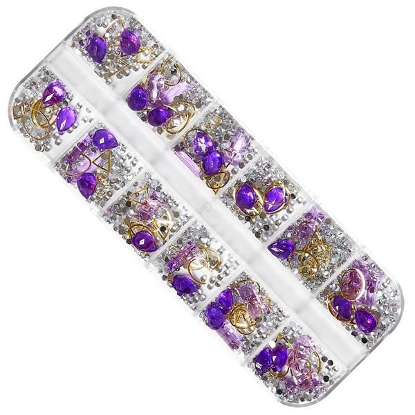 Chic Fit Nail Jewelry Nail Stone Parts D 12 Piece Set ZN0143, Purple, 1 Set