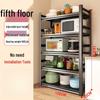 5-Tier Heavy-Duty Steel-Wood Kitchen Storage Rack