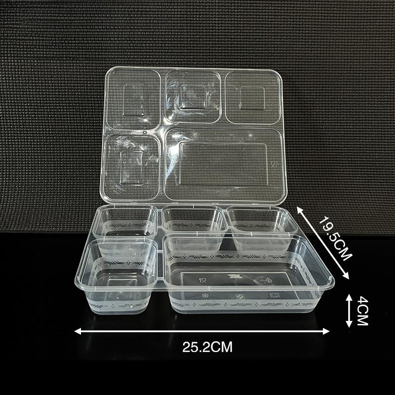Disposable Thickened Food Container 3 4 5 Compartments with Lid for Canteen Business Meal Delivery