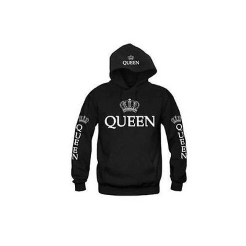 Stylish Cotton Hooded Sweatshirt For Couples Printed Long Sleeve Pullover For Fall