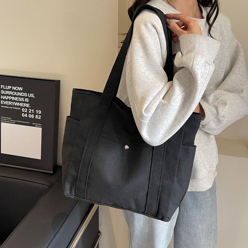 Корейский нишевый дизайн, новая холщовая сумка-тоут, повседневная однотонная сумка, модная большая вместительная ручная сумка через плечо