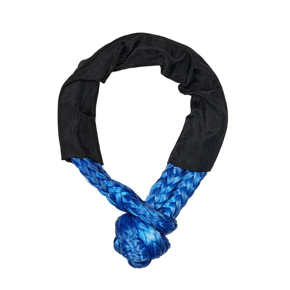 Heavy Duty Tow Strap Synthetic Rope Soft Shackle With Protective Sleeve For Jeep Truck SUV Vehicle Recovery Accessories