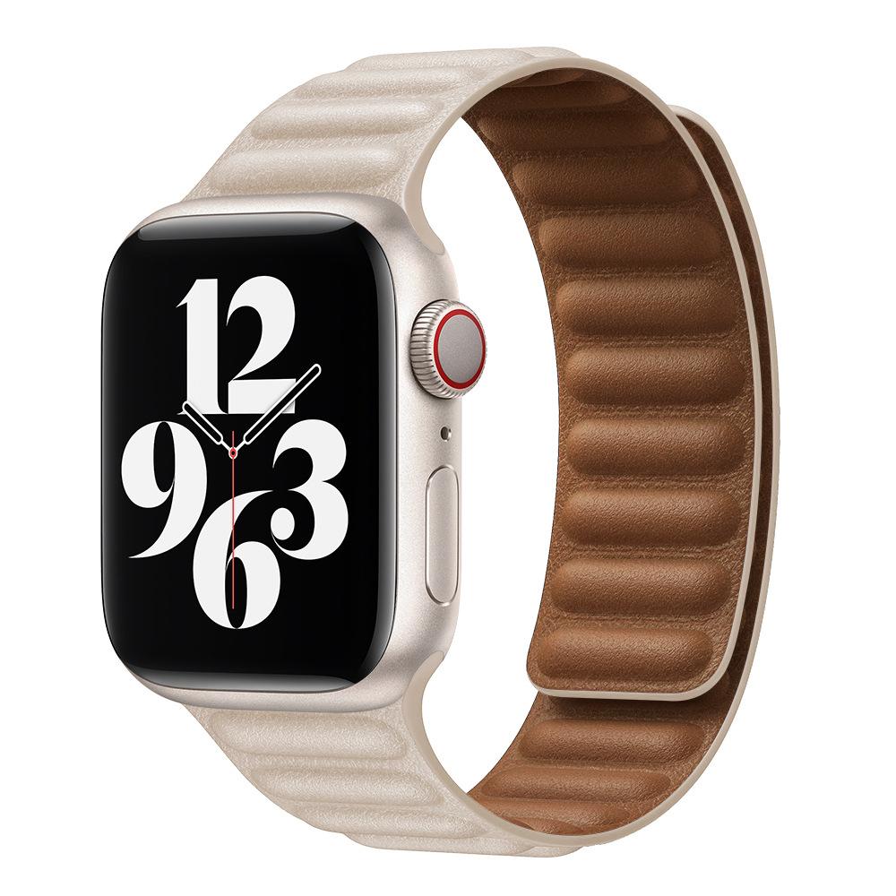 Кожаное звено для браслета iwatch 44 мм, 40 мм, 41 мм, 45 мм, 42 мм, 38 мм, браслет с магнитной петлей, ремешок iWatch series 3, 5, 4 SE, 6, 7