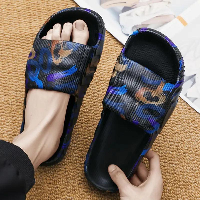 Fashion Male Slipper Eva Beach Shiatsu Bathroom Flat Indoor Men's Shoe Slides Walk Around Home House Clappers 2025 Style Summer Sale Fun
